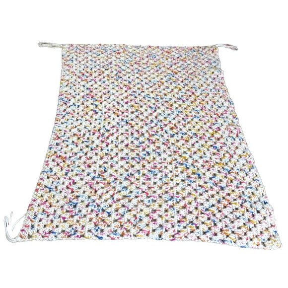 Hand Knit Baby Blanket Girl / Boy Hand Made Yarn Edge 26.5'x 22' - Picture 1 of 6